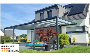 Moderne Terrassenüberdachung mit Wandanschlag aus hochwertigem Aluminium