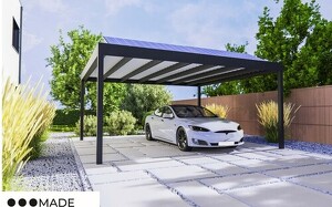Modernes Freistehendes Carport (Flachdach) aus hochwertigem Aluminium/ Breite 10 m