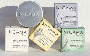 NICAMA Festes Shampoo 4er-Set plus Dose